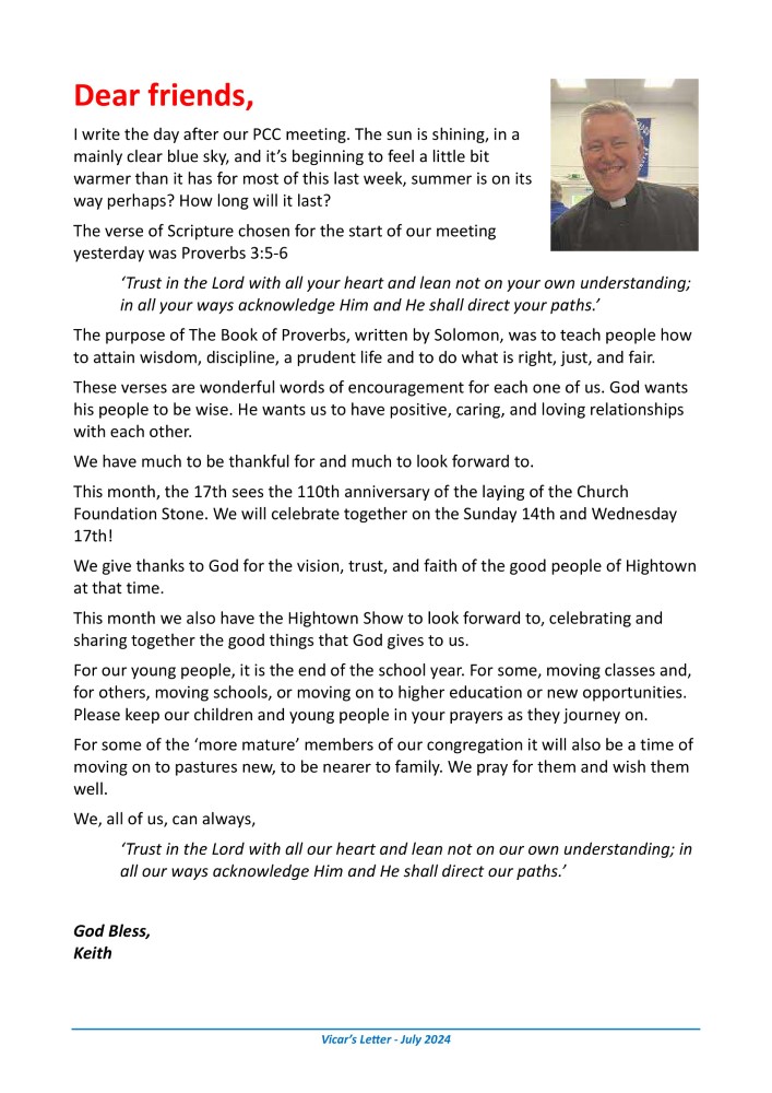 Vicar's Letter - July 2024